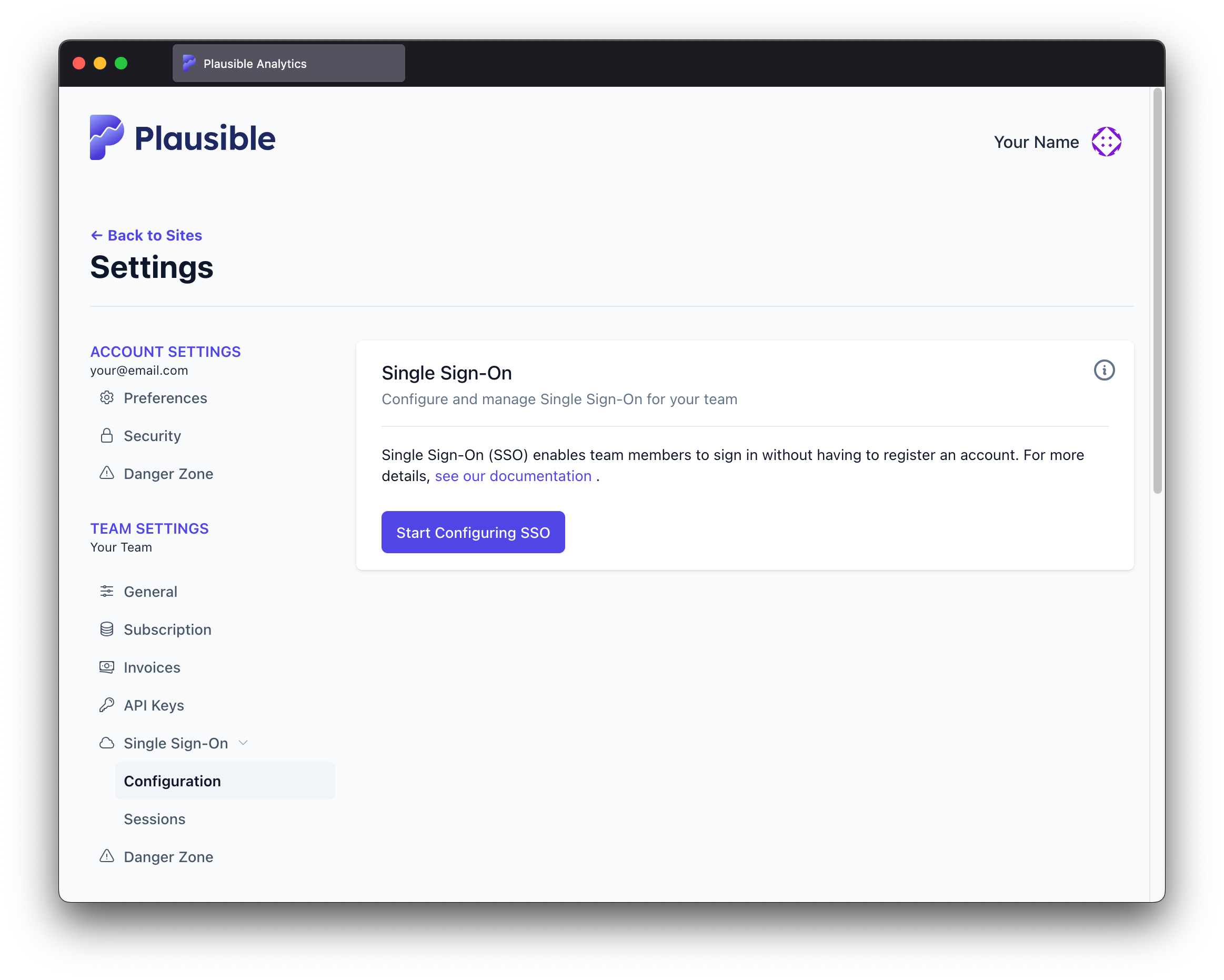 Starting SSO configuration