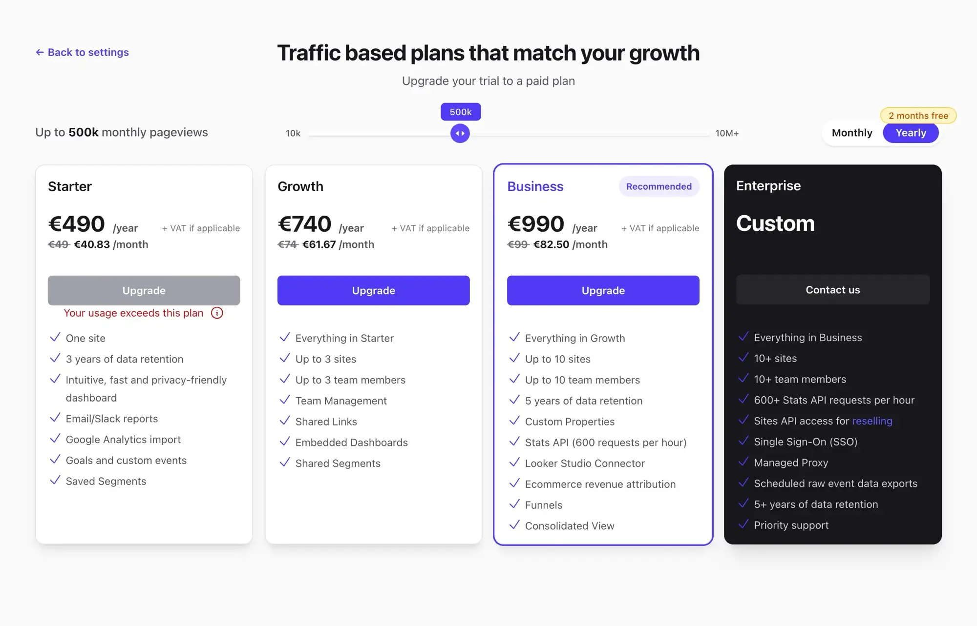 Choose your subscription tier