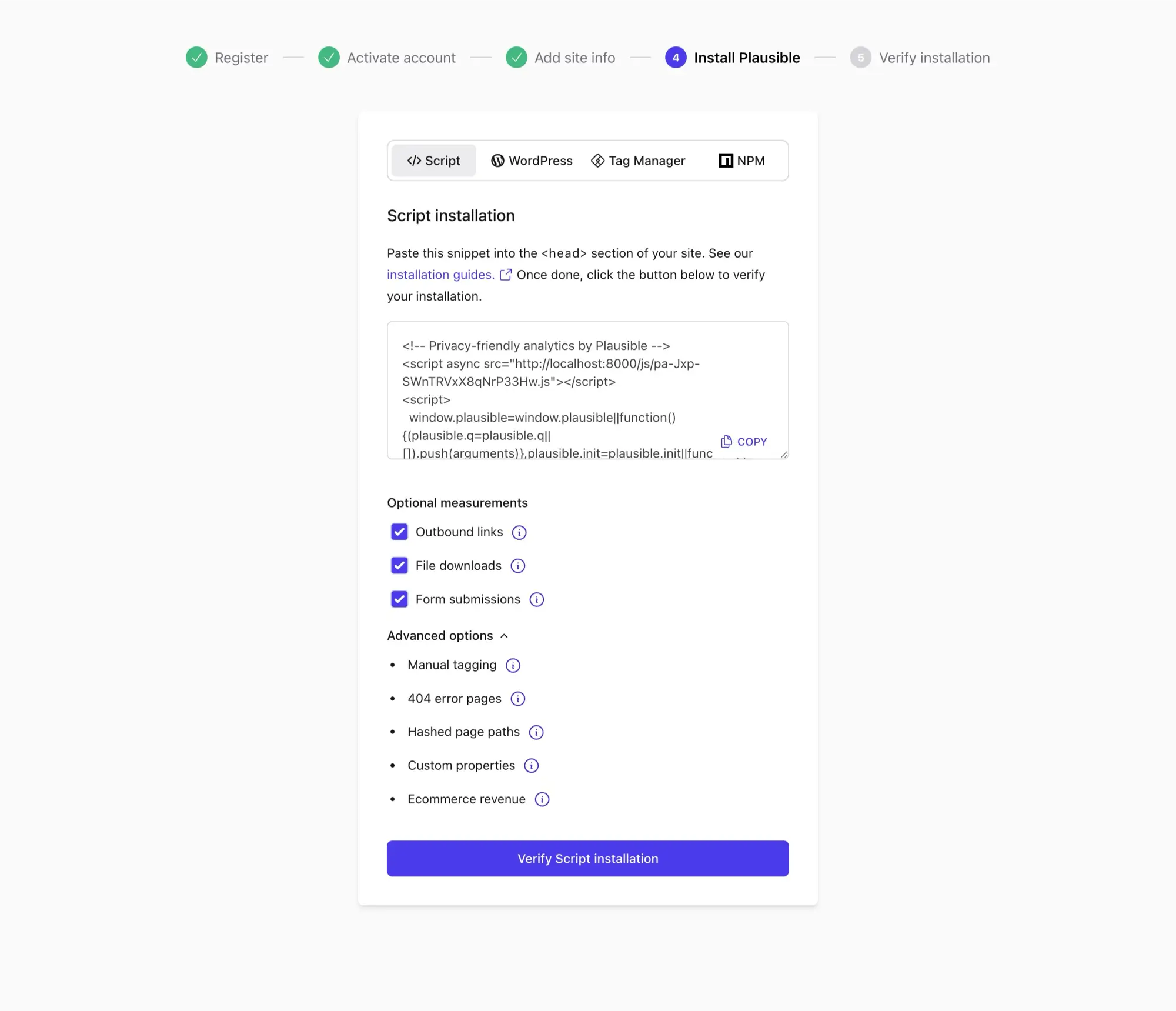 Enable optional enhanced measurements