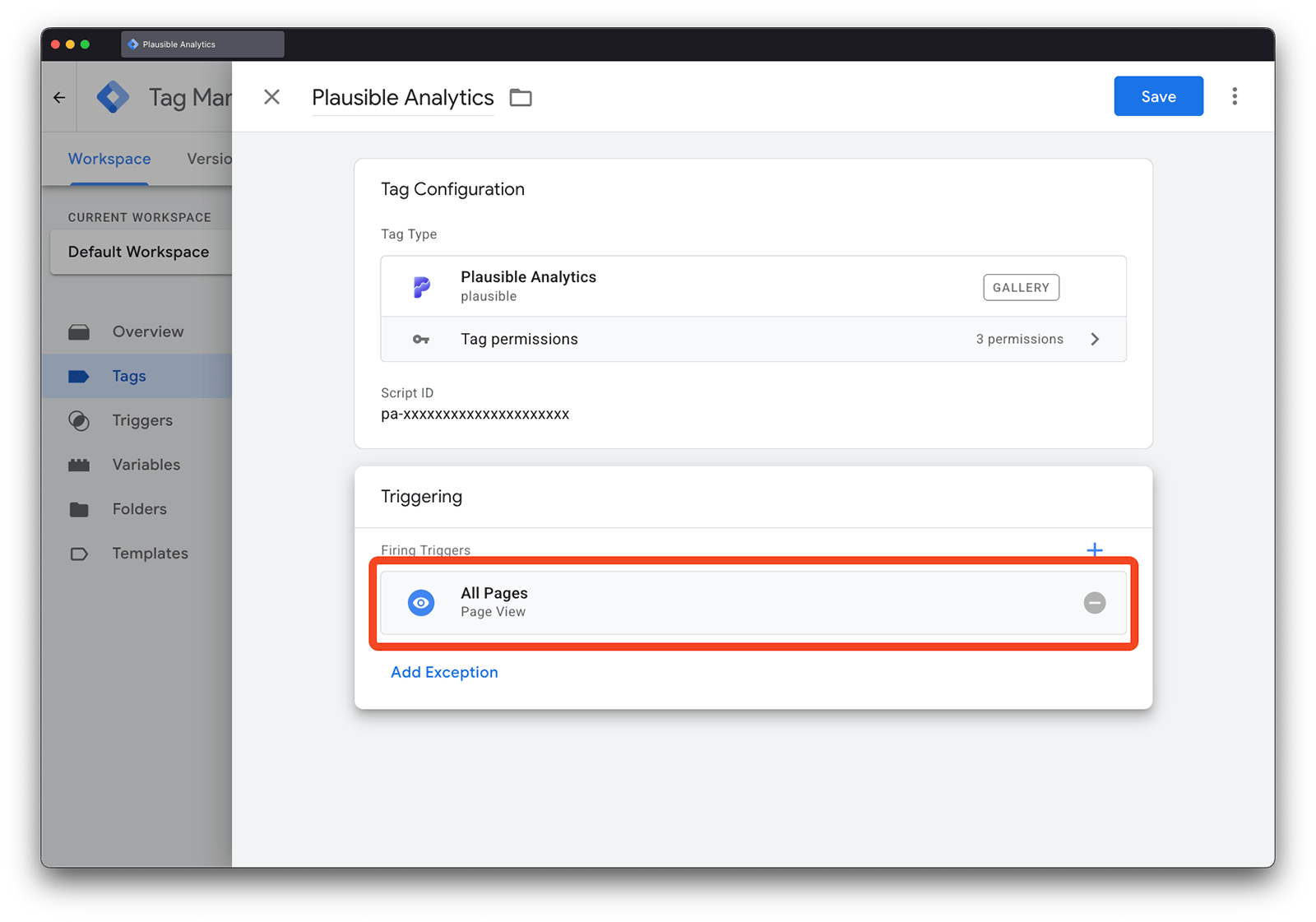 Plausible GTM Template New Tag Trigger Plausible GTM Template New Tag Trigger